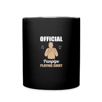 Offizielles Panflöten Game-Shirt - Tasse einfarbig - Schwarz - Vorne