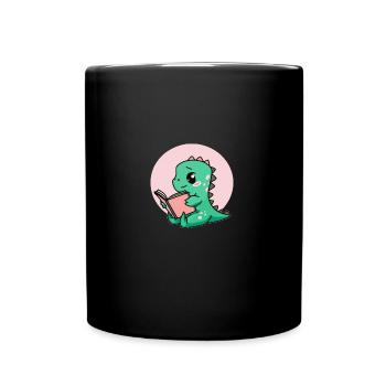 Mignon livre lisant Dinosaure - Mug uni - noir - Devant