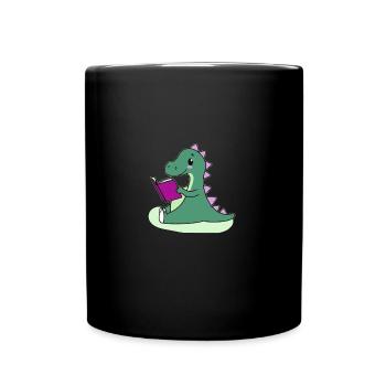 Mignon livre lisant Dinosaure - Mug uni - noir - Devant