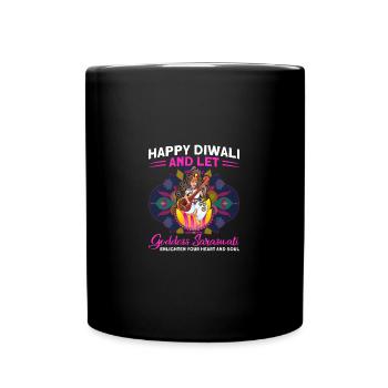 Diwali Hindus Sikh Festival of Lights Gift - Full Colour Mug - black - Front
