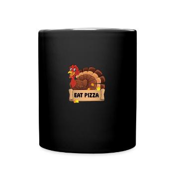 Drôle de dinde de Thanksgiving Mangez de la pizza Adulte végétalien - Mug uni - noir - Devant