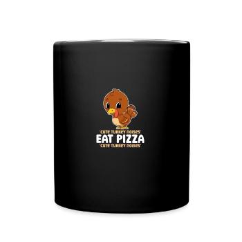 Mignon Thanksgiving Turquie Manger Pizza Adulte Végétalien - Mug uni - noir - Devant