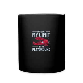 Airplane The Sky Is Not My Limit Pilot - Full Colour Mug - black - Front
