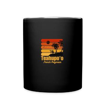 Surfing Vintage Teahupo'o Beach French Polynesia - Tasse einfarbig - Schwarz - Vorne