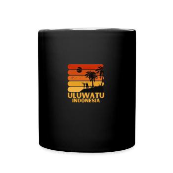 Surfing Vintage Uluwatu Beach Indonesia Retro Surf - Full Colour Mug - black - Front