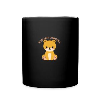 Motivation Kids Roar with confidence Positivity - Tasse einfarbig - Schwarz - Vorne