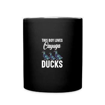 Cayuga Duck Enclos de nourriture pour animaux en peluche Cayuga - Mug uni - noir - Devant
