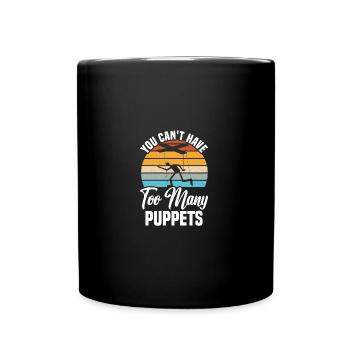 Puppet Lover Ventriloquist Mask Puppeteering - Full Colour Mug - black - Front
