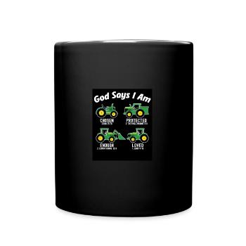 Dieu dit que je suis tracteur camion bambin enfants ferme - Mug uni - noir - Devant