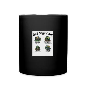 Dieu dit que je suis tracteur camion bambin enfants ferme - Mug uni - noir - Devant