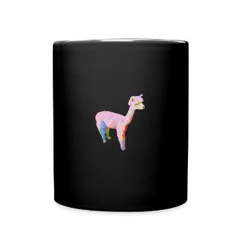 Alpaka, Llama, lama, rosa,graffiti,bunt - Tasse einfarbig - Schwarz - Vorne