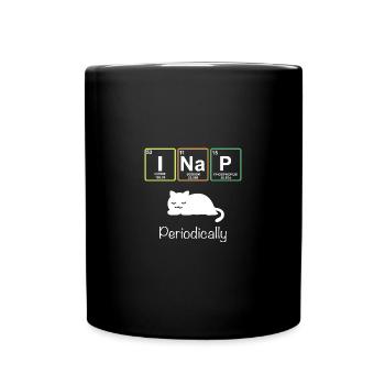 I Nap Periodically - Funny Science Cat Katze - Full Colour Mug - black - Front