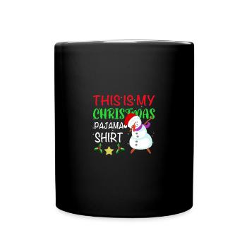Frohe Weihnachten Schneemann Dabbing - Tasse einfarbig - Schwarz - Vorne