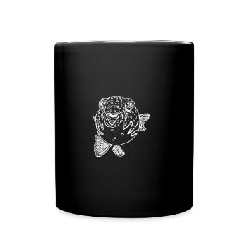 puffer fish white - Full Colour Mug - black - Front
