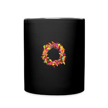 blumenkranz,leer, kranz,graffti,bunt,Blätter - Tasse einfarbig - Schwarz - Vorne