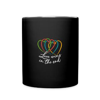 Liebe ist alles. Verschlungene Herzen - Tasse einfarbig - Schwarz - Vorne