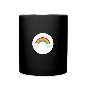 Ours porte-bonheur, Costume, Arc-en-ciel, Rose - Mug uni - noir - Devant