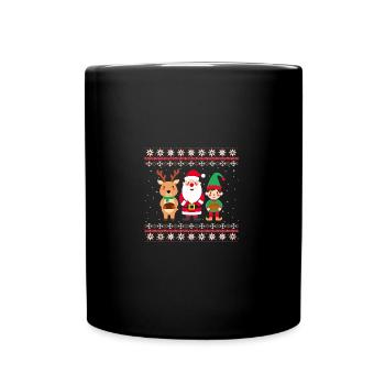Noël laid Dabbing Père Noël Renne Elfe - Mug uni - noir - Devant