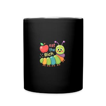 Eat The Rich Hungry Cute Caterpillar Worm - Full Colour Mug - black - Front