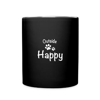 Outside dog happy dog walk - Full Colour Mug - black - Front