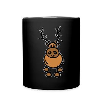 Cartoon cartoon moose reindeer Scandinavia - Full Colour Mug - black - Front