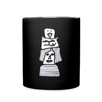 Dessin noir et blanc avec la gueule de bois oiseau - Mug uni - noir - Devant