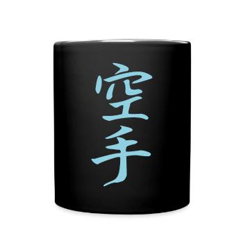Karate Kanji Design in blue - Full Colour Mug - black - Front