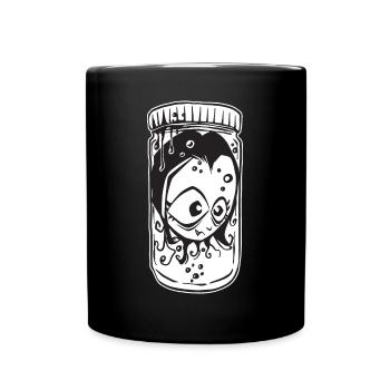 Kopf in einer Vampirflasche - Tasse einfarbig - Schwarz - Vorne