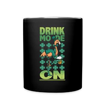 Drinking Mode St. Patrick's Day Flamingo Shamrock - Full Colour Mug - black - Front
