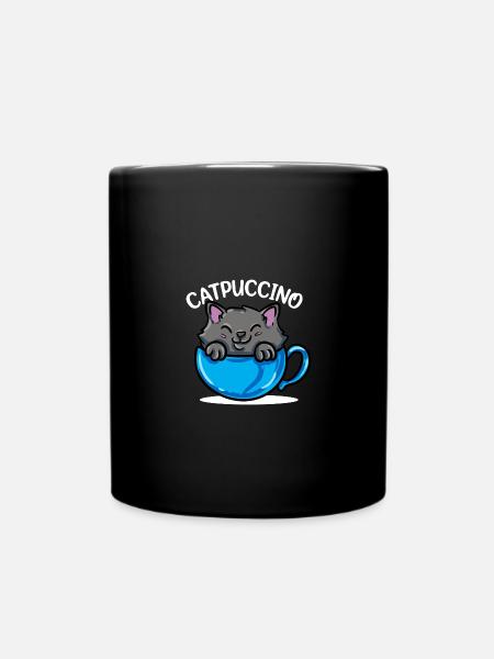 Catpuccino Kawaii Katze Kaffee Anime Otaku - Tasse einfarbig - Schwarz