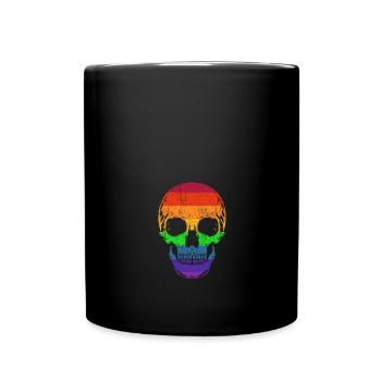 Lgbt Regenbogenfarben Totenkopf - Tasse einfarbig - Schwarz - Vorne
