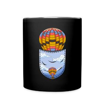 Ballonfahrt Geschenk Brusttasche Heißluftballon - Tasse einfarbig - Schwarz - Vorne