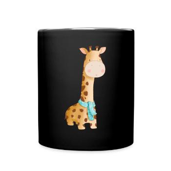 Giraffe Familie Mama Baby T-Shirt - Tasse einfarbig - Schwarz - Vorne