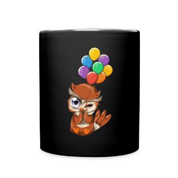 Balloon Forest Animal Forest Dweller Bird Gift Owl - Full Colour Mug - black - Front