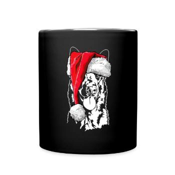 Père Noël Malinois Saint-Nicolas chiens Wilsigns - Mug uni - noir - Devant