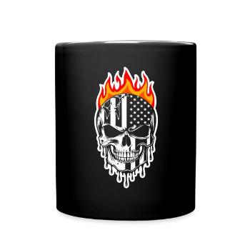 Burning Skull USA Flag - Full Colour Mug - black - Front