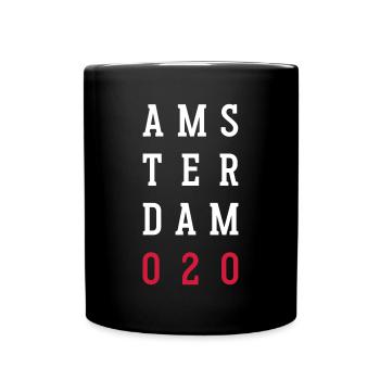 AMSTERDAM 020 | TYPO DESIGN - Full Colour Mug - black - Front