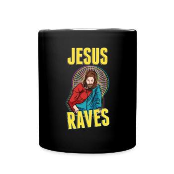 Jesus raves EDM Techno Rave party glow - Full Colour Mug - black - Front