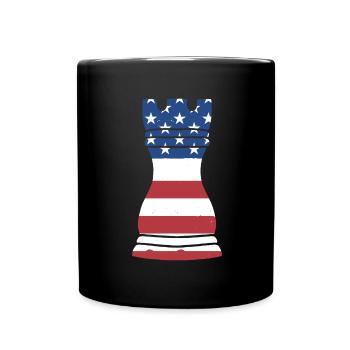 Chess Player Us Flag Chess - Tasse einfarbig - Schwarz - Vorne