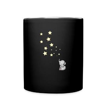 Lea in the Star Rain | Baby elephant - Full Colour Mug - black - Front