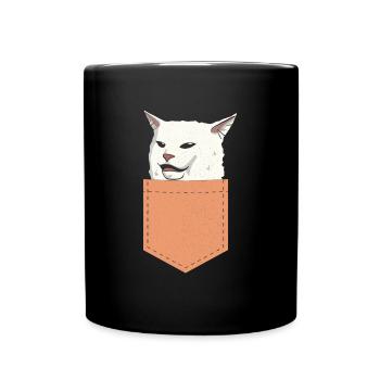 Woman Yelling At Cat Meme Funny Smudge Cat - Full Colour Mug - black - Front