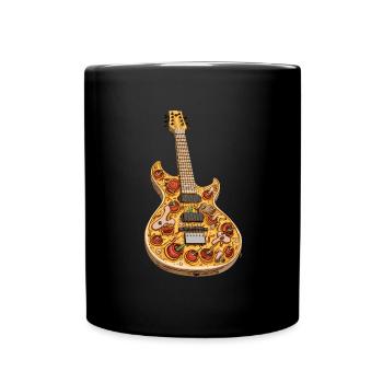 Pizza Gitarre - Tasse einfarbig - Schwarz - Vorne