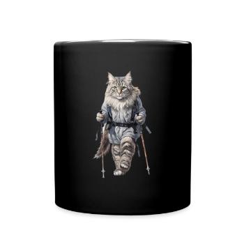 chat drôle, Randonnée, Marche nordique, Sports - Mug uni - noir - Devant