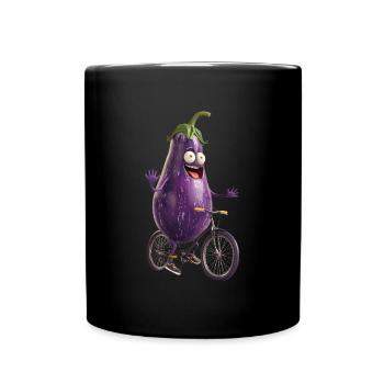 Vélo aubergine - Mug uni - noir - Devant