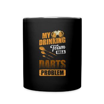 Dartspieler Bullseye - Tasse einfarbig - Schwarz - Vorne