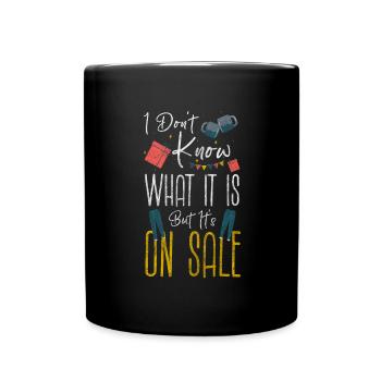 Einkaufen Kauf Sucht Tasche - Tasse einfarbig - Schwarz - Vorne