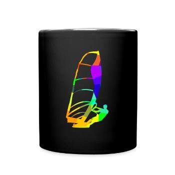 Wind Surfing Rainbow Colors Sports - Full Colour Mug - black - Front