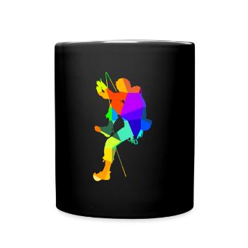 Klettern Bouldern Regenbogen Farben Polygon Sport - Tasse einfarbig - Schwarz - Vorne