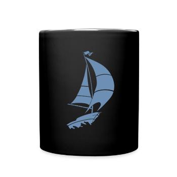 Segelboot Segelyacht Meer Silhouette - Tasse einfarbig - Schwarz - Vorne