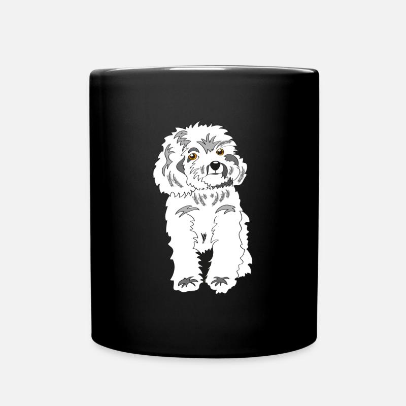 White poodle - Full Colour Mug - black